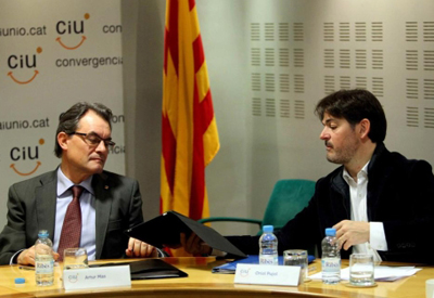 Artur Mas y Oriol Pujol, en una reunión de la direción de CDC.