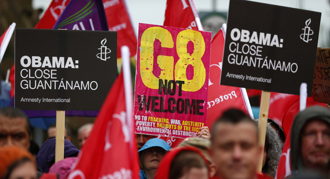 Marcha en Belfast contra la próxima cumbre del G-8 que comienza el próximo lunes.