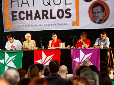 De izquierda a derecha: Gerardo Pissarello, Sabido Cuadra, Ester Vivas, Juan Carlos Monedero y ALberto Garzón. J.VARGAS