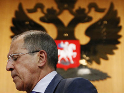 Sergéi Lavrov, durante su intervención de hoy en Moscú. -REUTERS