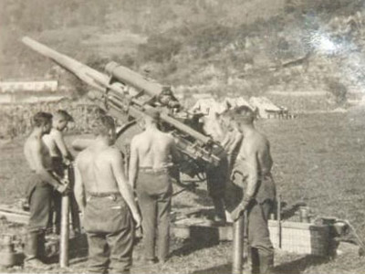 Un cañón antiaéreo utilizado utilizado por soldados nazis en Cangas de Onís.