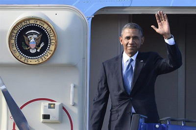 EL presidente de EEUU, Barack Obama, a su llegada a Estocolmo.