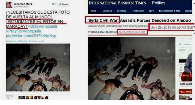 El autor de este tweet, con una foto de Siria, después alardeó de que Reuters publicó su impostura.