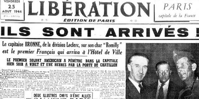 Portada del diario francés 'Liberation', cuando las tropas españolas llegaron a París.