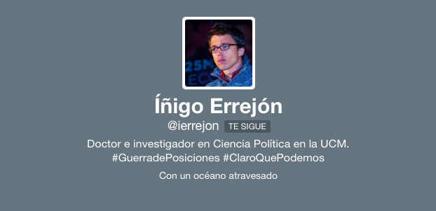 Captura del perfil de la cuenta de Twitter de Íñigo Errejón.