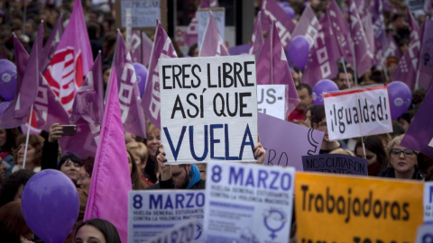 Manifestación del 8M de 2018 en Madrid. EFE