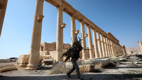  Una imagen muestra las ruinas de la antigua ciudad siria de Palmira.- LOUAI BESHARA / AFP