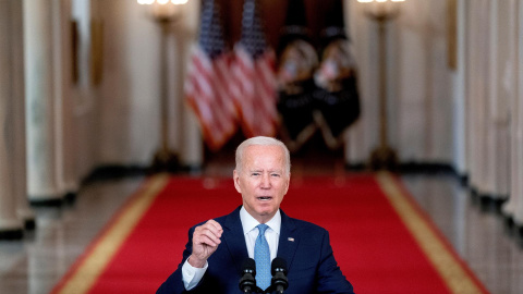  El presidente de Estados Unidos, Joe Biden, informe sobre el final de la guerra en Afganistán en la Casa Blanca en Washington, DC, Estados Unidos, el 31 de agosto de 2021.- EFE