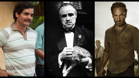  De izquierda a derecha los protagonistas de Narcos, El Padrino y 'The walking dead'