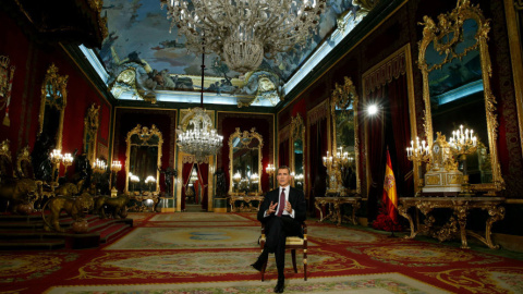 El rey Felipe VI durante su intervención en el discurso de Navidad de 2015. EFE