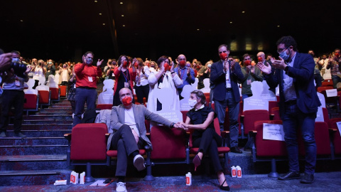  La vicepresidenta segunda y ministra de Trabajo y Economía Social, Yolanda Díaz, durante la clausura del 12º Congreso Confederal de CCOO, en el Madrid Marriott Auditorium, a 23 de octubre de 2021, en Madrid - Europa Press