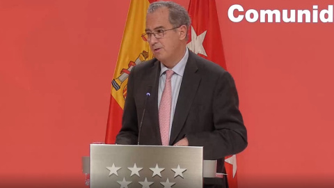 El consejero de Educación y portavoz del Gobierno de la Comunidad de Madrid, Enriquer Ossorio, en la rueda de prensa tras la última reunión del Ejecutivo regional.