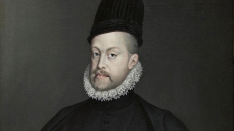  Fragmento superior del retrato de Felipe II por Sofonisba Anguissola expuesto en el Museo del Prado