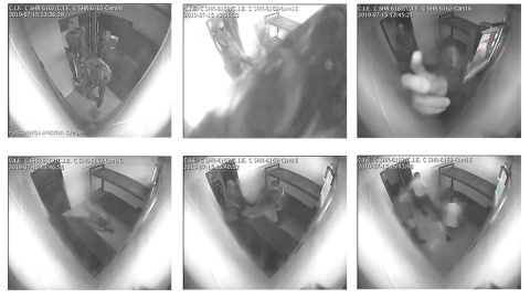  Capturas de las grabaciones de las cámaras de seguridad del CIE de València durante el aislamiento que terminó con el suicidio de un joven marroquí en julio de 2019. — CAMPARA CIE NO DE VALÈNCIA