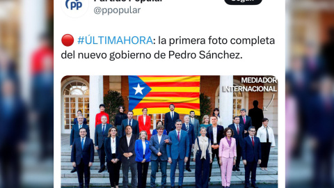 Tuit del PP sobre el nuevo Gobierno, que luego ha borrado.