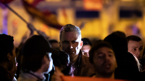  Javier Ortega Smith durante una manifestación contra la amnistía frente a la sede del PSOE en Ferraz. Diego Ramadés / Europa Press