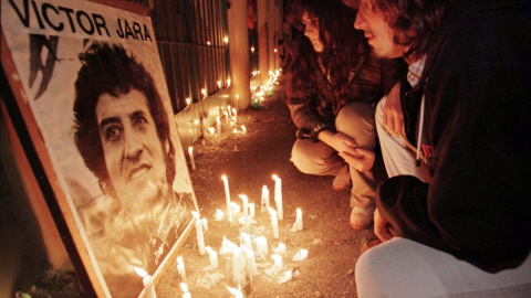 Un memorial en recuerdo del cantautor chileno Víctor Jara. E.P.