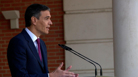 El presidente del Gobierno, Pedro Sánchez, comparece en el Complejo de la Moncloa, a 29 de abril de 2024, en Madrid (España).- Moncloa