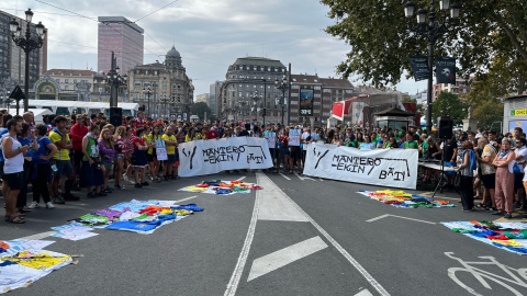 Manifestación de apoyo a los manteros en Aste Nagusia organizada por Bilboko Konpartsak. Imagen de su cuenta en X.