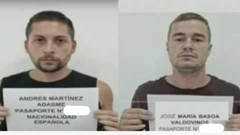 Imágen del video de fotografías policiales de José María Basoa y Andrés Martínez Adasme, detenidos en Venezuela.- VTV/EFE