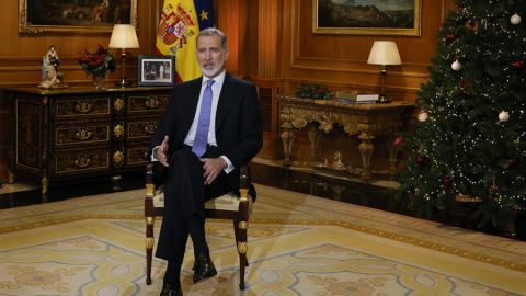 El rey Felipe VI, durante su discurso de Navidad. - EFE/ Ballesteros