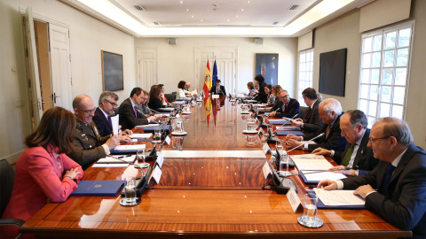 El presidente del Gobierno, Pedro Sánchez, preside en La Moncloa la reunión del Consejo de Seguridad Nacional. Foto: Fernando Calvo.