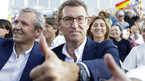 Alberto Núñez Feijóo, durante el cierre de campaña del PP en A Coruña. / Cabalar (EFE)