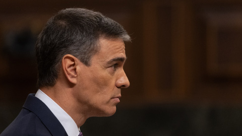  El presidente del Gobierno, Pedro Sánchez, interviene durante una sesión plenaria, a 22 de mayo de 2024. -EP