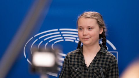 Greta Thunberg at the Parliament. CC European Parliament from EU