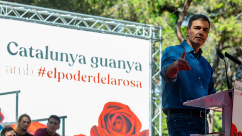  El presidente del Gobierno en funciones, Pedro Sánchez, interviene durante la Festa de la Rosa del PSC, el pasado 24 de septiembre de 2023, en Gavà, Barcelona. Kike Rincón / Europa Press / 24/9/2023