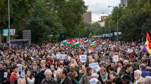  Decenas de personas durante una manifestación en apoyo a Palestina, a 29 de octubre de 2023, en Madrid. Matias Chiofalo / Europa Press