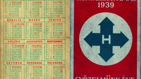 Calendario original del Partido de la Cruz Flechada que forma parte de la colección permanente del Museo del Holocausto de Budapest (Hungría). Imagen extraída de https://hdke.hu/en/galleries/gyujtemeny-1/collection-objects