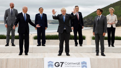  Los líderes del G7 posan durante su reunión del pasado fin de semana.- AFP