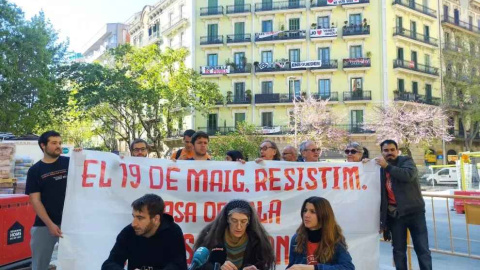 La roda de premsa contra el desnonament de la Casa Orsola. — Sindicat de Llogateres 