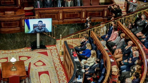  El Congreso escucha a Zelenski tras la masacre de Bucha (Ucrania).- R.Rubio.POOL / Europa Press