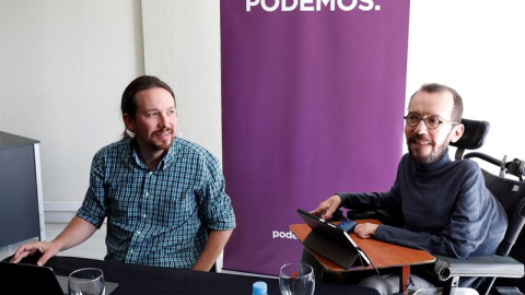 Pablo Iglesias y Pablo Echenique durante el Consejo Ciudadano Estatal de Podemos celebrado para analizar los resultados del 26-M / EFE