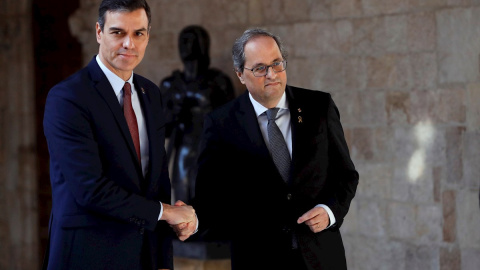 Pedro Sánchez y Quim Torra, en Barcelona. / EFE