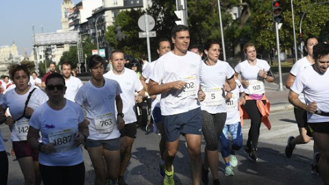 Pedro Sánchez ha participado en la carrera contra la violencia de género organizada en Madrid.