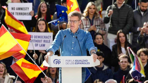 Feijóo durante la manifestación del pasado domingo en Madrid. - PP