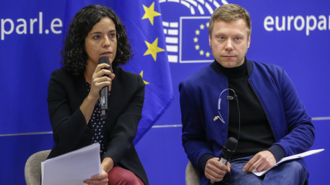 Los presidentes de la Izquierda Unitaria en el Parlamento Europeo (GUE) , Manon Aubry y Martin Schirdewan-