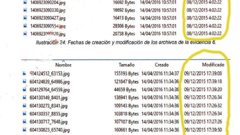 Otro de los extractos del informe de vestigios digitales de la pieza DINA.