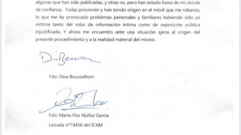 Comunicado de Dina Bousselham.