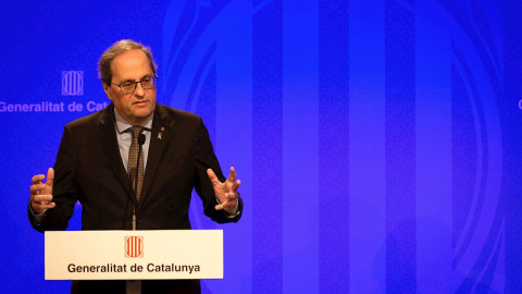 El presidente de la Generalitat, Quim Torra, durante una rueda de prensa. EFE