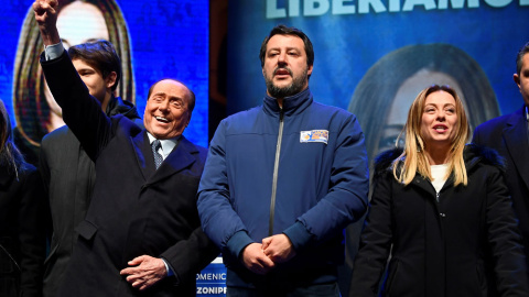 Berlusconi, Salvini y Meloni, hace unos días. REUTERS/Flavio Lo Scalzo