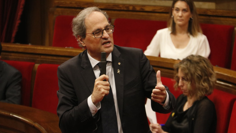 Torra, durant la sessió de control d'aquest dimecres. ACN / SÍLVIA JARDÍ