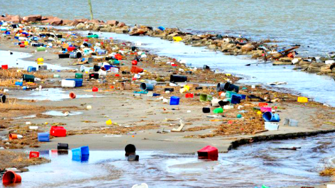 Imagen de archivo de basura llevada por el mar hasta la playa. EFE