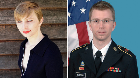 Chelsea Manning, con su nuevo aspecto como mujer. A la derecha, en una foto uniformado antes de empezar su tratamiento hormonal.