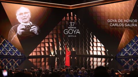  Momento de la gala donde hacen entrega del Goya de Honor 2023 para Carlos Saura,  a 11 de febrero de 2023, en Sevilla, Andalucía / Europa Press