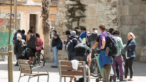 Aspecto del comedor social, en el barrio del Raval este miércoles en Barcelona. - EFE