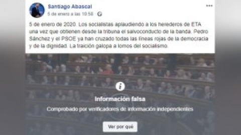 "Información falsa": Facebook desmiente una publicación de Abascal sobre la investidura